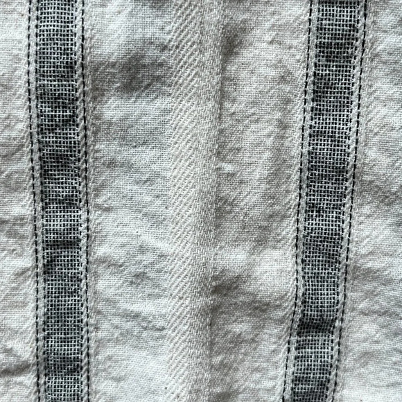 Mod Ref Striped Button Blouse Boxy  Relaxed Ruffle Collar Minimalist Cotton Sz M - Picture 11 of 14